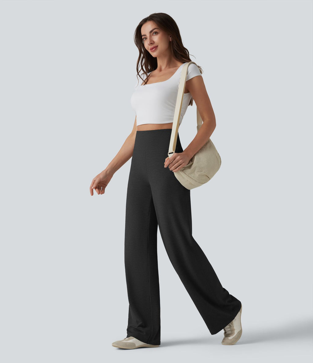 Pantalon droit taille haute ventre plat avec poche