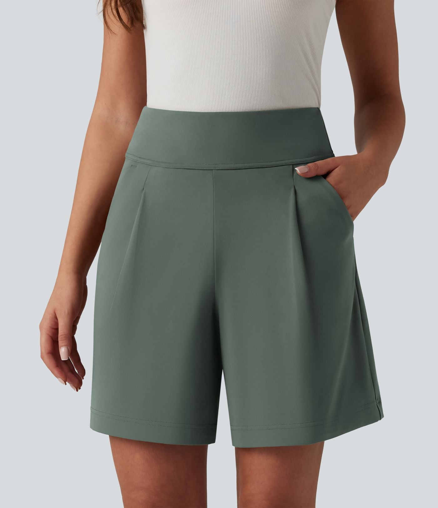 Short tailleur ample DayStretch taille haute 17,5 cm avec poches