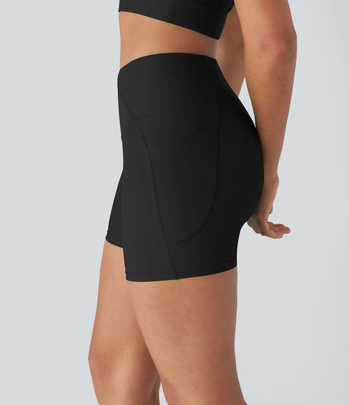 Bikini De Yoga Taille Haute Crossover Poches Latérales Pour La Terre Et L'eau