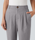 Pantalon coton coupe ajustée taille haute avec poches