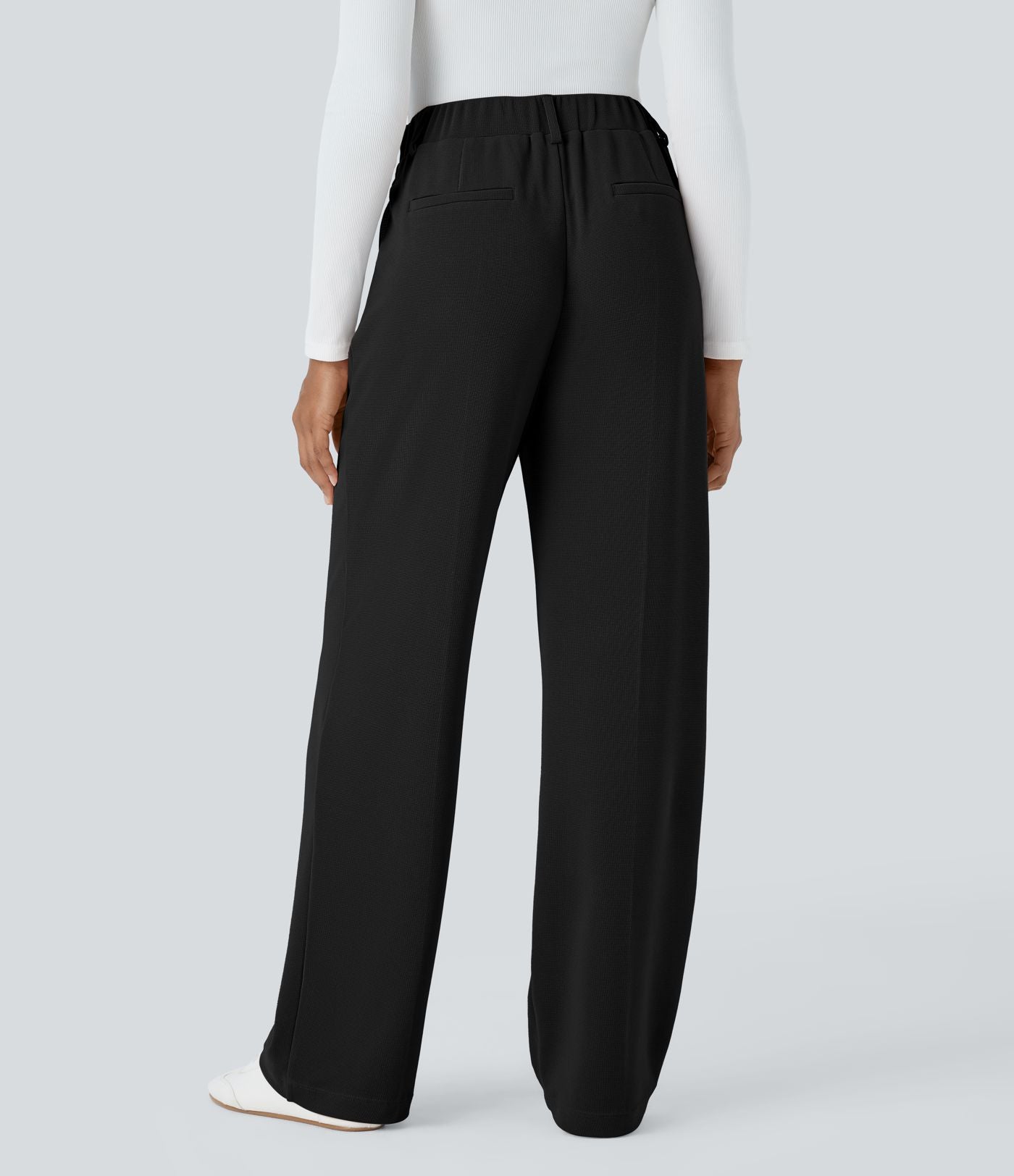 HalaraFlex™ Pantalon Tailleur taille haute en tissu gaufré avec poches latérales