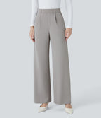 Halara Flex™ Pantalon Tailleur Droit à Taille Haute avec Pli Poches Latérales en Crêpe