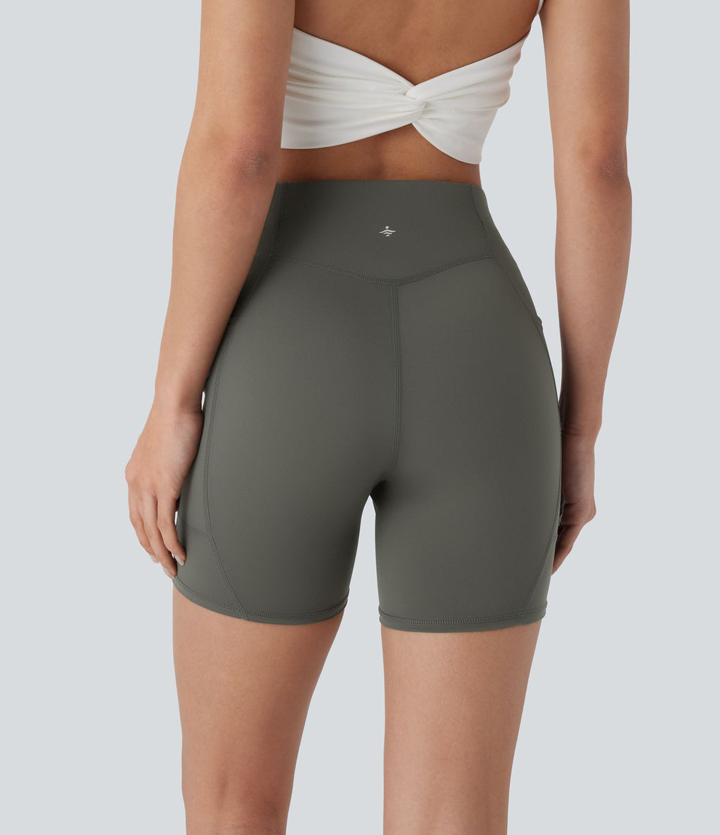 Short cycliste d'entraînement taille haute avec poches latérales 12,5 cm