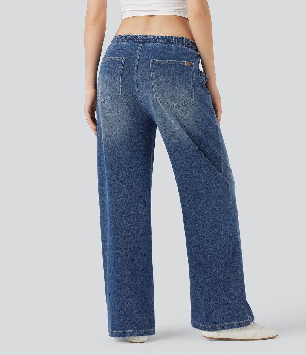 Jean baggy Halara Flex™ taille basse avec cordon de serrage et poches