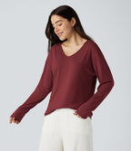 Haut décontracté col V manches longues