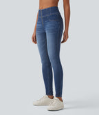 Jean Halara Flex™ skinny décontracté taille mi-haute zippé, effet ventre plat, avec poches