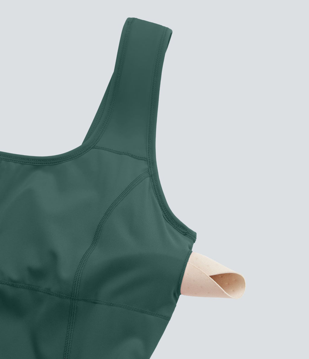 Softlyzero™ Airy Robe Sport de danse courte 2-en-1 avec dos nu croisé, encolure en U et poches latérales