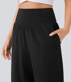 Pantalon fluide resort Breezeful™ à séchage rapide, coupe fendue et effet ventre plat
