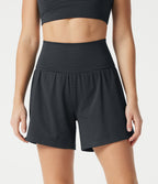 Short de yoga rayé 2-en-1 taille très haute 12,5 cm avec poches