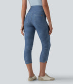 Halara Flex™ Jeggings capri décontracté à rayures fendues taille haute ventre plat avec poches