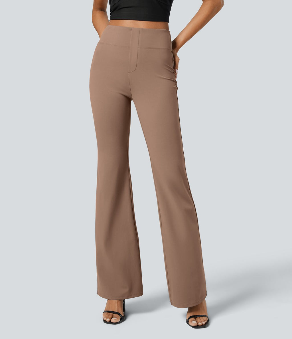 Pantalon tailleur légèrement évasé taille haute avec poches arrière Halara Flex™