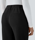 HalaraFlex™ Pantalon Tailleur taille haute en tissu gaufré avec poches latérales