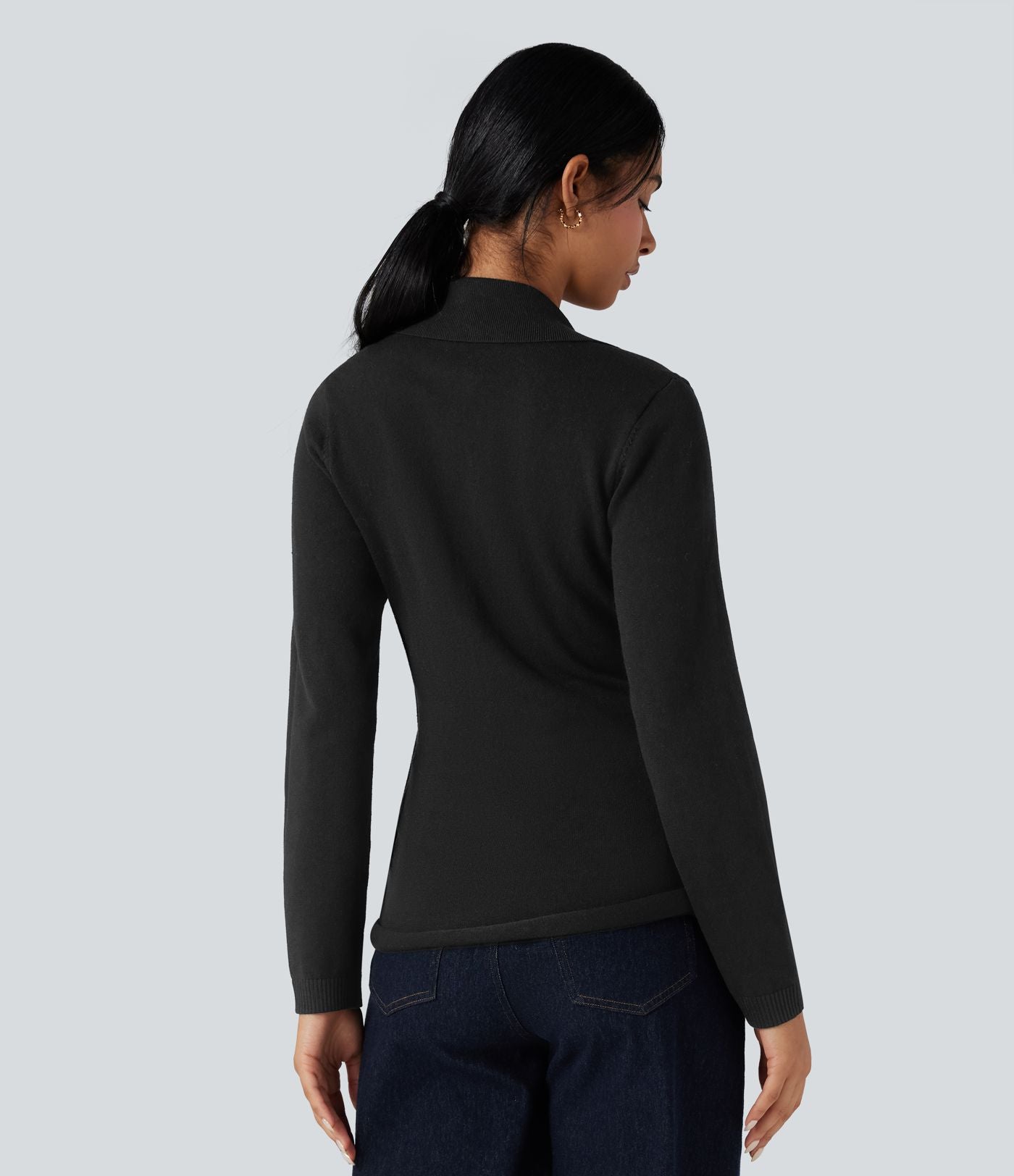 Pull tailleur cache-cœur col V manches longues