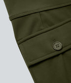 Pantalon cargo décontracté évasé taille haute avec poches à rabat latérales