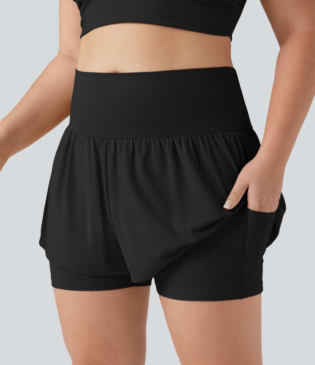 Short tailleur 2-en-1 grande taille SoftlyZero™ Airy taille ultra-haute effet frais InstantCool yoga 12,5 cm avec poches