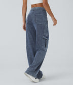 Halara Flex™ Taille Mi-Haute Multiples Poches Jambe Droite Jean Cargo Décontracté Extensible