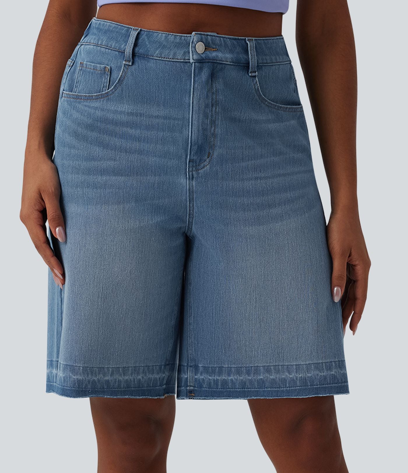 Halara Flex™ Bermuda casual en jean taille haute avec poches