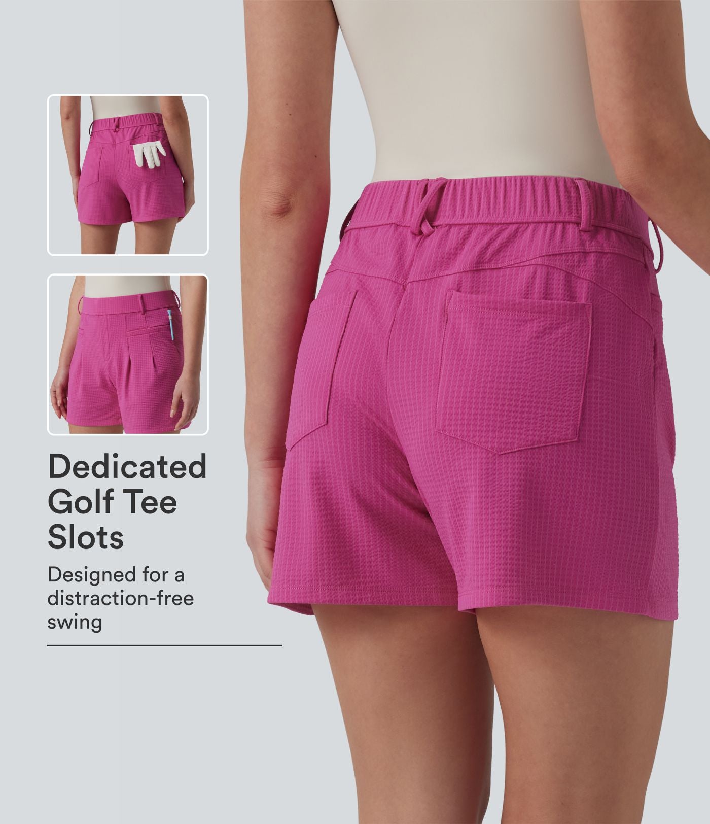 Short de golf taille haute à séchage rapide avec poches – UPF 40+