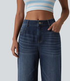 Jean Halara Flex™ mi-taille large ample délavé décontracté avec poches