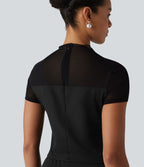 DayStretch Combinaison col rond à manches courtes avec empiècements en mesh contrasté – Édition Easy Peasy