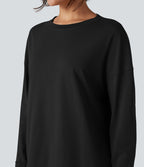 T-shirt coton oversize col rond manches longues