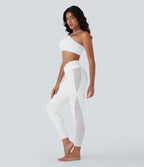 Legging de yoga Softlyzero™ taille haute croisé avec filet contrasté, poche et protection UPF50+
