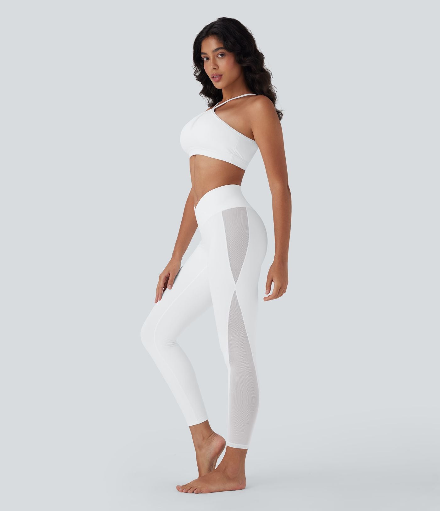 Legging de yoga Softlyzero™ taille haute croisé avec filet contrasté, poche et protection UPF50+