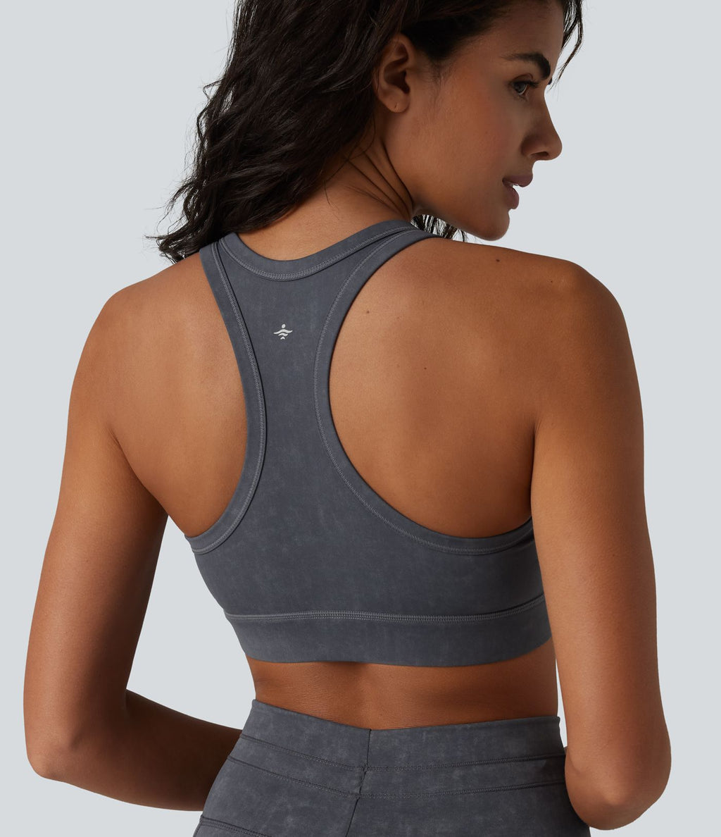 Brassière de sport col U dos nageur maintien léger