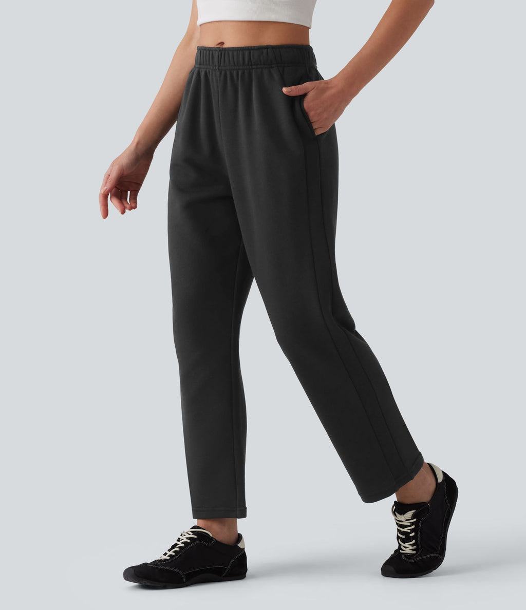 Pantalon de jogging décontracté fuselé taille mi-haute avec cordon de serrage intérieur coton avec poches