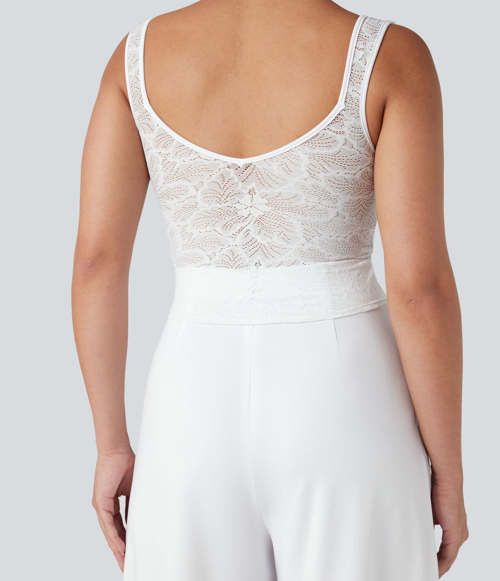Combinaison dentelle contrastante sans manches pour demoiselles d'honneur et invitées de mariage avec poches - Easy Peasy