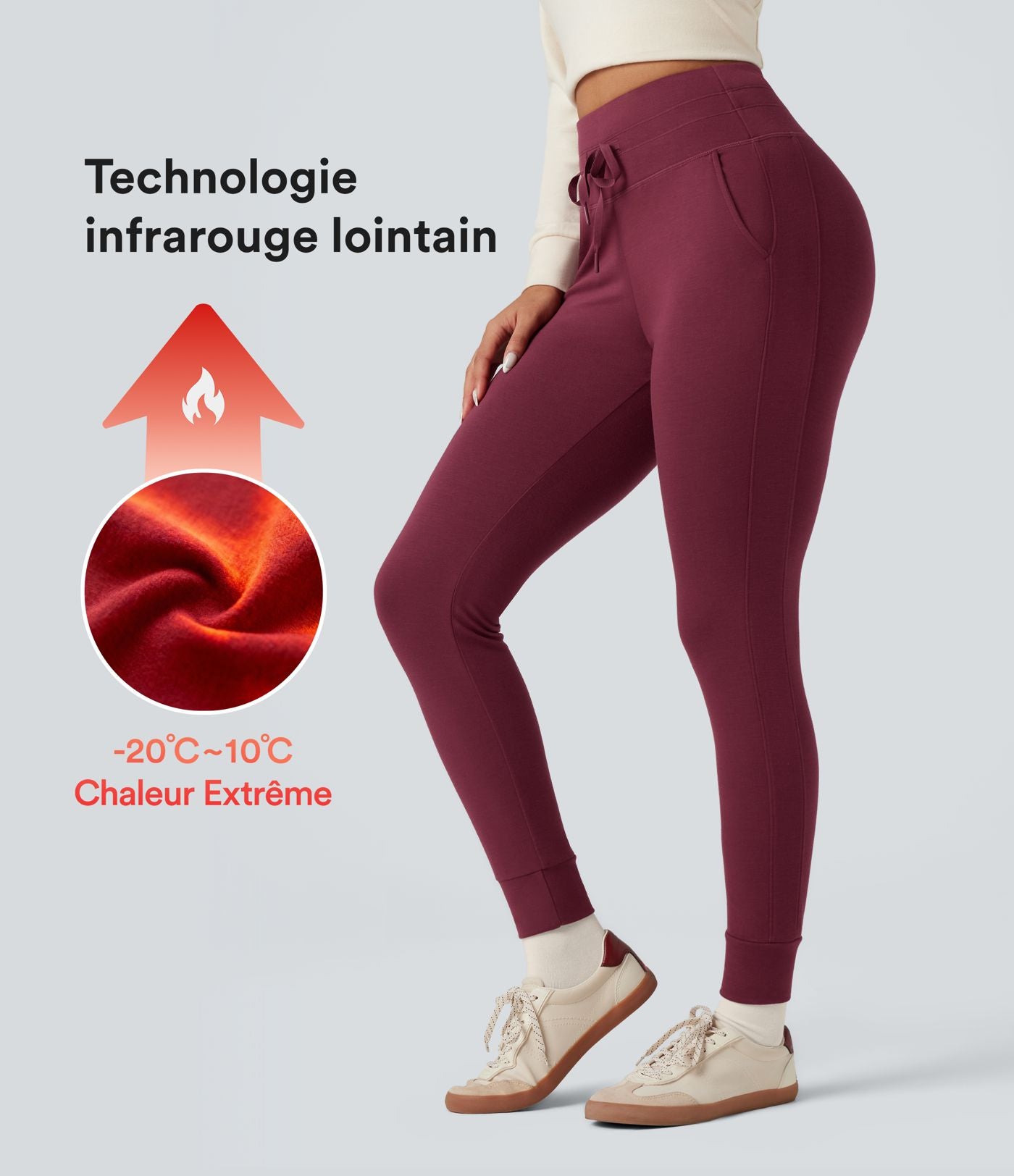 Jogging chauffant taille haute avec cordon de serrage Halara HeatCore avec poches