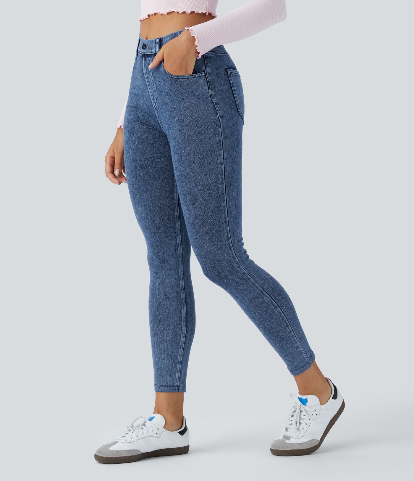 Leggings 7/8 de travail en denim taille haute avec poches Halara Flex™