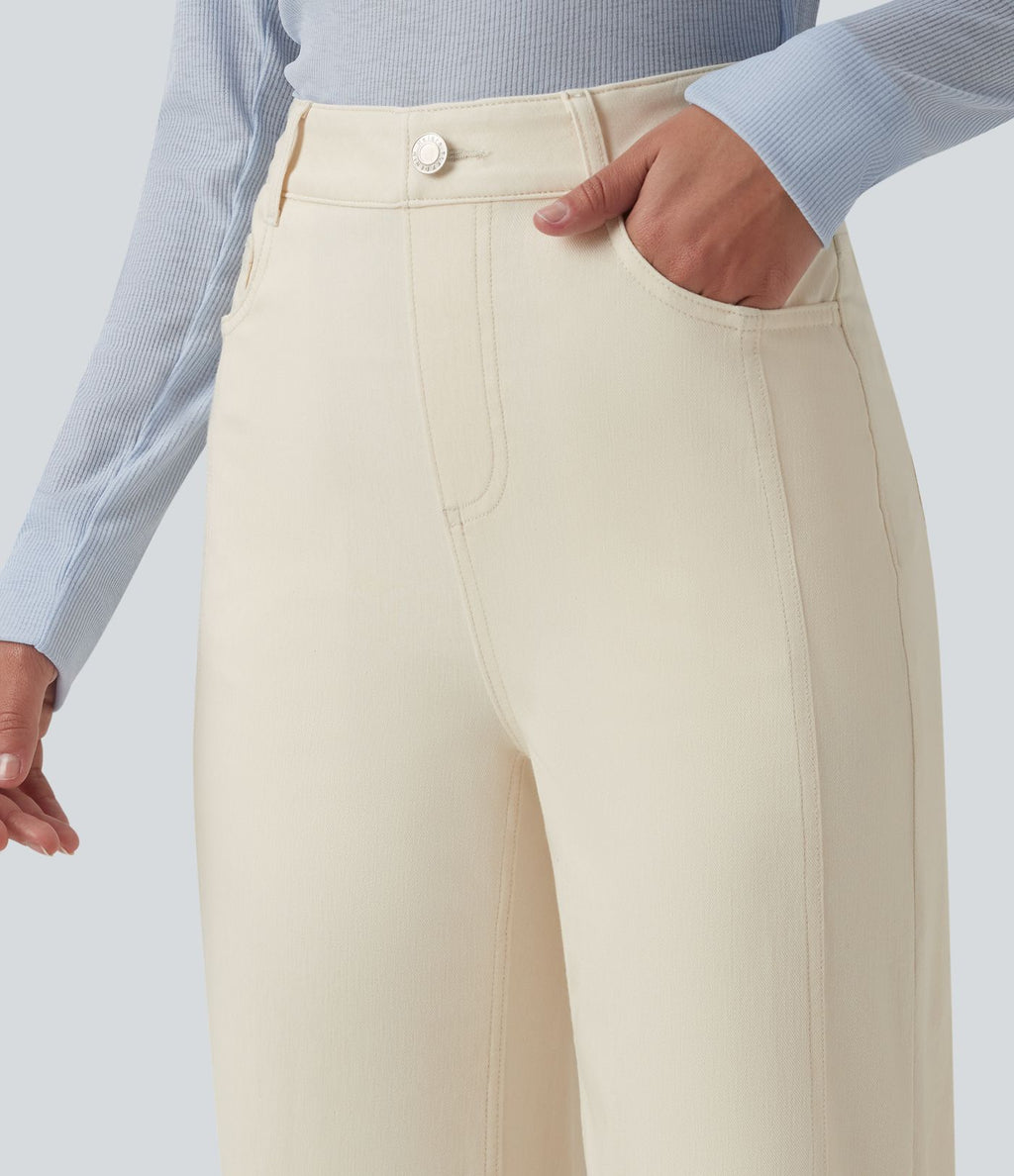 Jean Halara Flex™ taille haute, coupe droite décontractée, avec poches