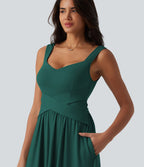 Robe longue fluide sans manches avec brassière intégrée (Bonnets E-G) et poches