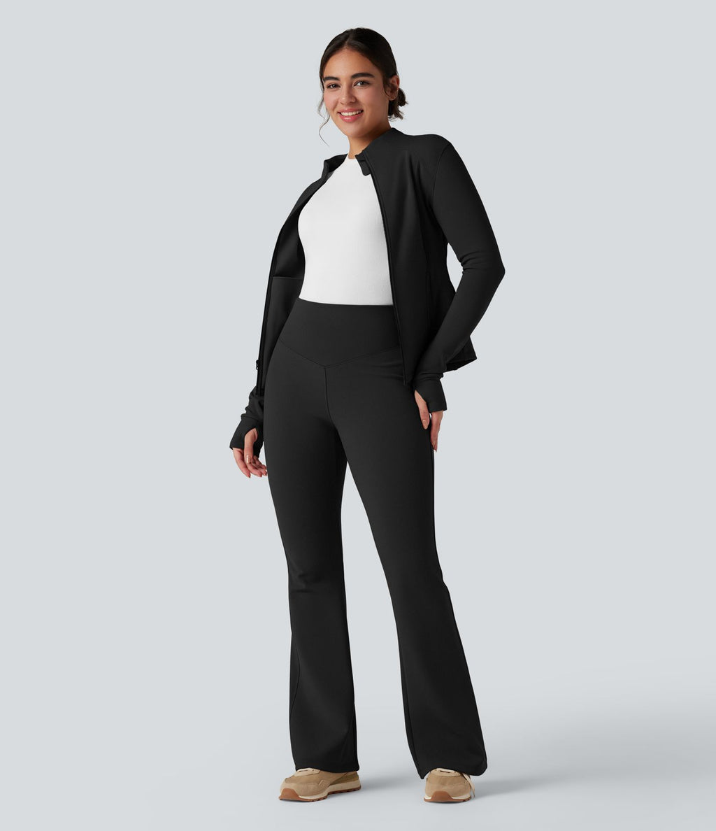 Pantalon yoga évasé polaire taille haute