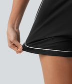 Short de yoga ample taille haute colorblock à bande latérale 7,5 cm avec poches