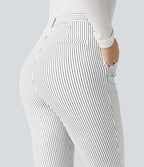 Pantalon de travail Halara Flex™ skinny à rayures, taille haute, avec poches