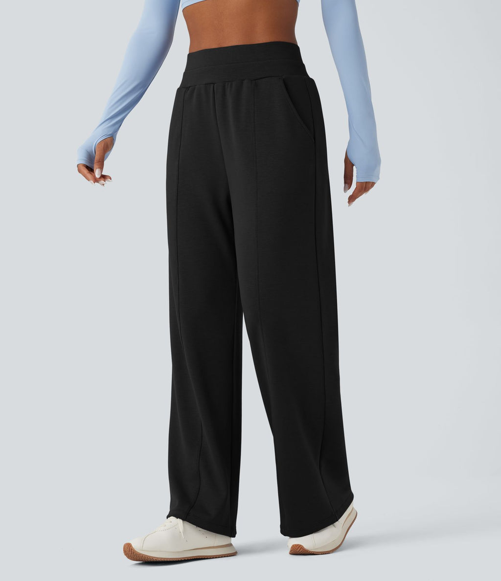 Pantalon de yoga ample taille haute avec poches