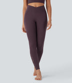 Softlyzero™ Legging Yoga 7/8 Taille Haute avec Poche au Dos Découpe Croisée et Dentelle Contrastante