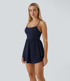 Breezeful™ Robe Casual Mini Fluide à Séchage Rapide à Volants Superposés Dos Nu et Lacée