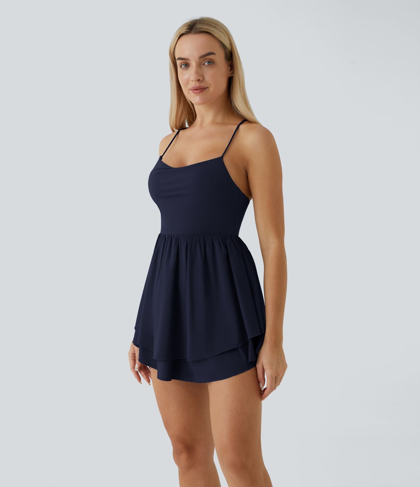 Breezeful™ Robe Casual Mini Fluide à Séchage Rapide à Volants Superposés Dos Nu et Lacée