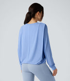 Haut de sport yoga col rond manches longues froncé - UPF50+