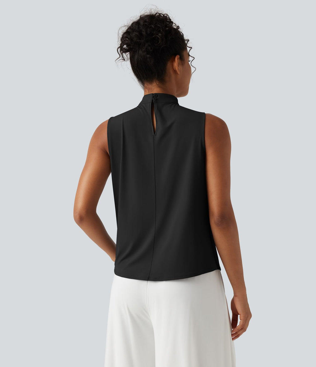 Haut tailleur sans manches à col cheminée et dos à découpe goutte d'eau à effet frais InstantCool, protection solaire UPF50+