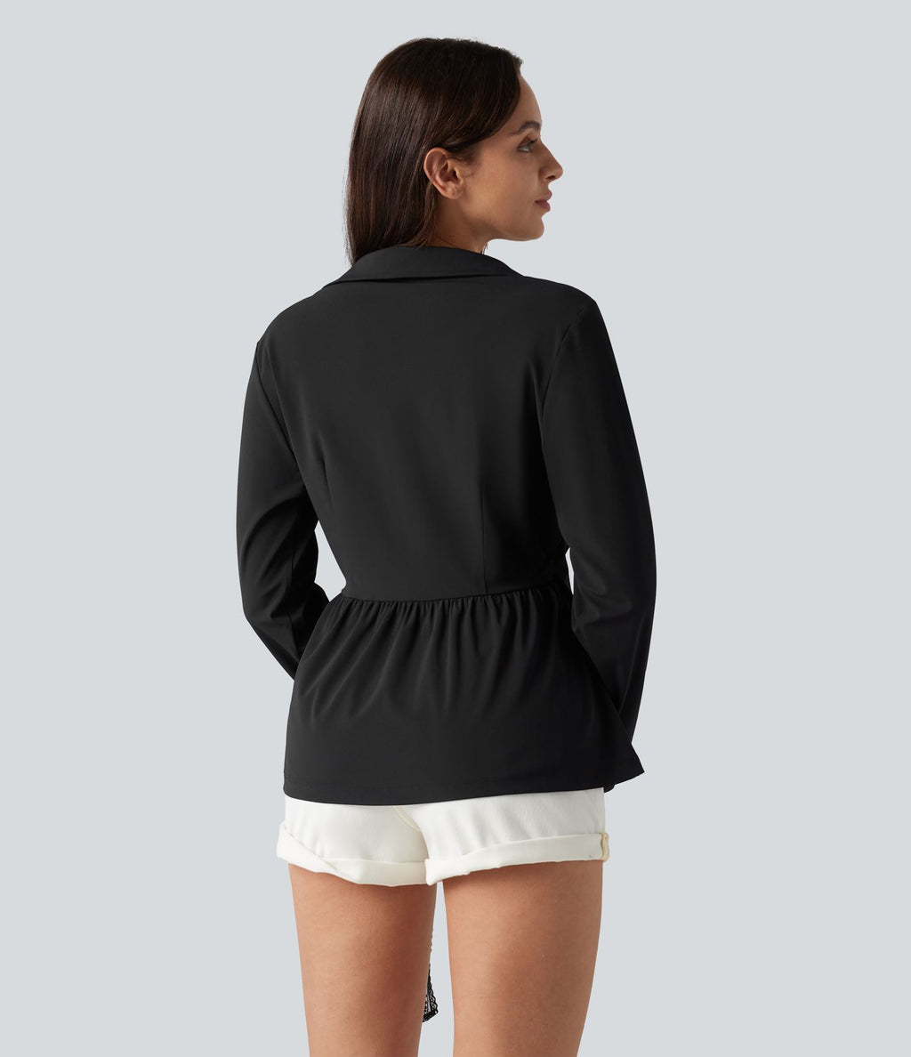 Chemise de travail à manches longues, à lacets contrastés sur les côtés, infroissable et à séchage rapide