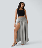 Breezeful™ Jupe Taille Haute Casual Maxi Séchage Rapide Fluide Fente Plissée 2 en 1