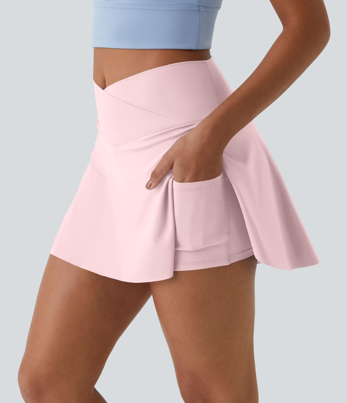 Jupe de tennis mini 2-en-1 quotidienne SoftlyZero™ Airy avec croisement, poche latérale et effet frais InstantCool, Lucid, protection solaire UPF50+