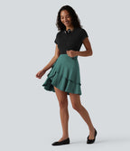 Jupe mini décontractée 2-en-1 SoftlyZero™ Airy effet frais InstantCool taille haute à volants superposés avec poche