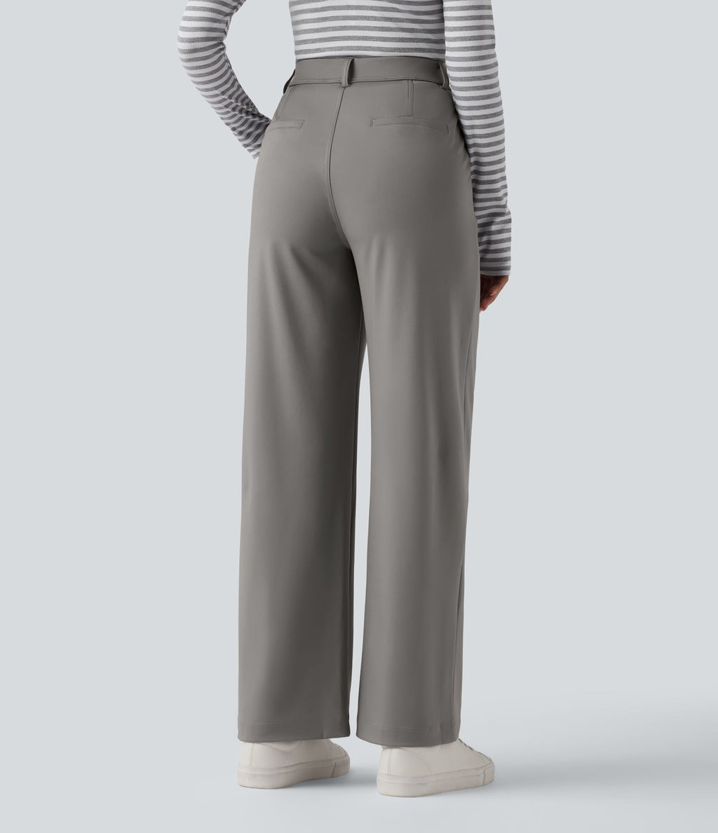 Pantalon tailleur jambes droites slim taille haute Halara Flex™ DayStretch avec poches