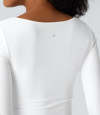 Haut de sport entraînement SoftlyZero™ Airy col carré manches longues froncé effet frais InstantCool