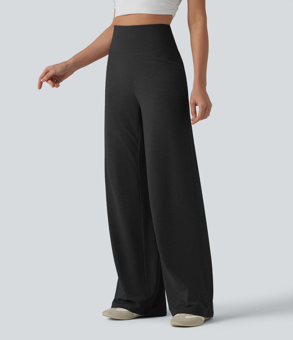 Pantalon droit taille haute ventre plat avec poche
